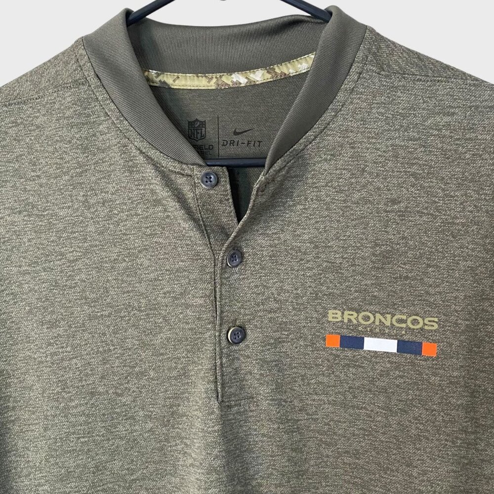 NFL Nike Denver Broncos Salute To Service Sideline Polo Shirt Olive Men's Large - Picture 5 of 14